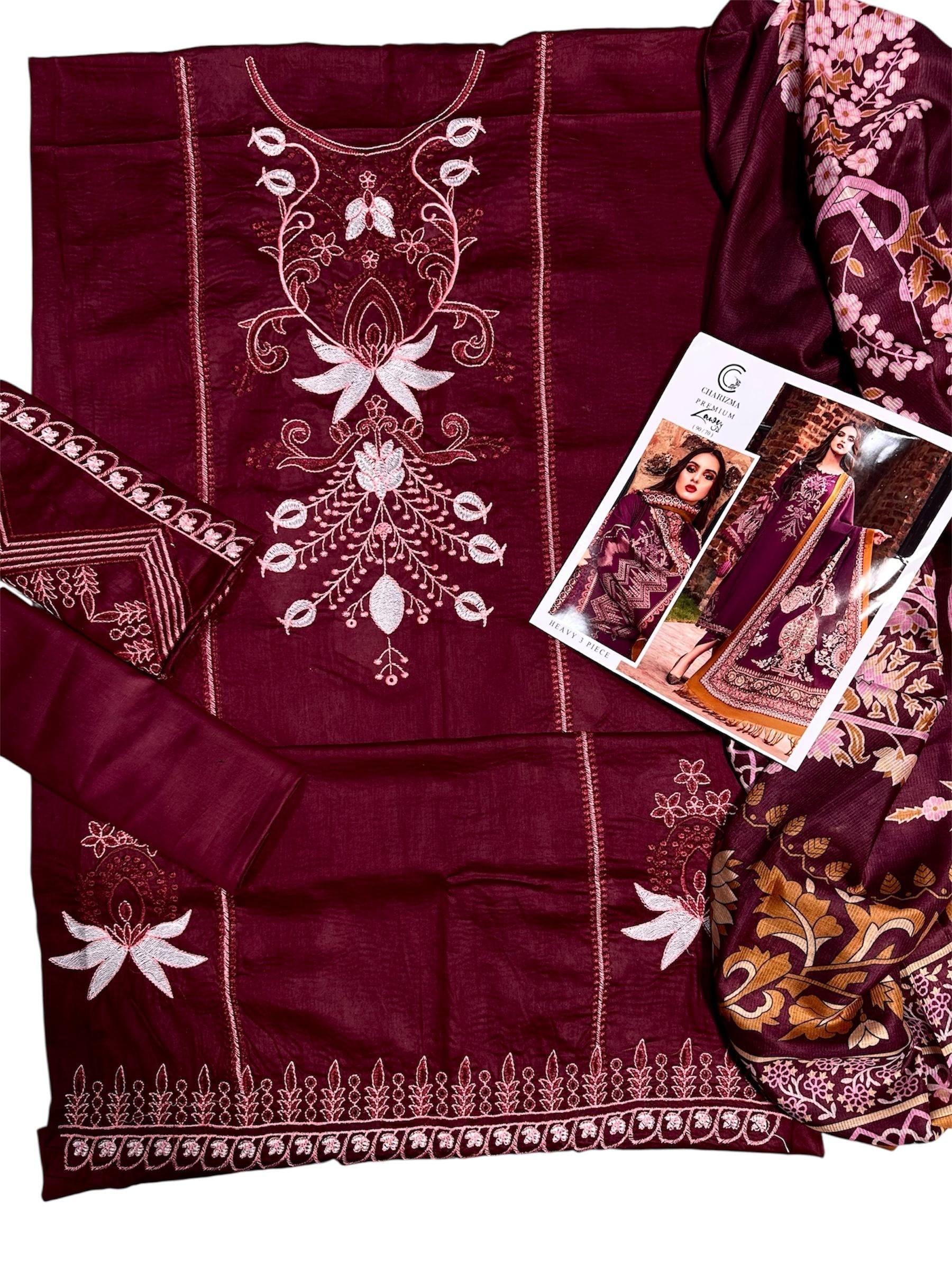 Heavy Embroidered Lawn 3pc