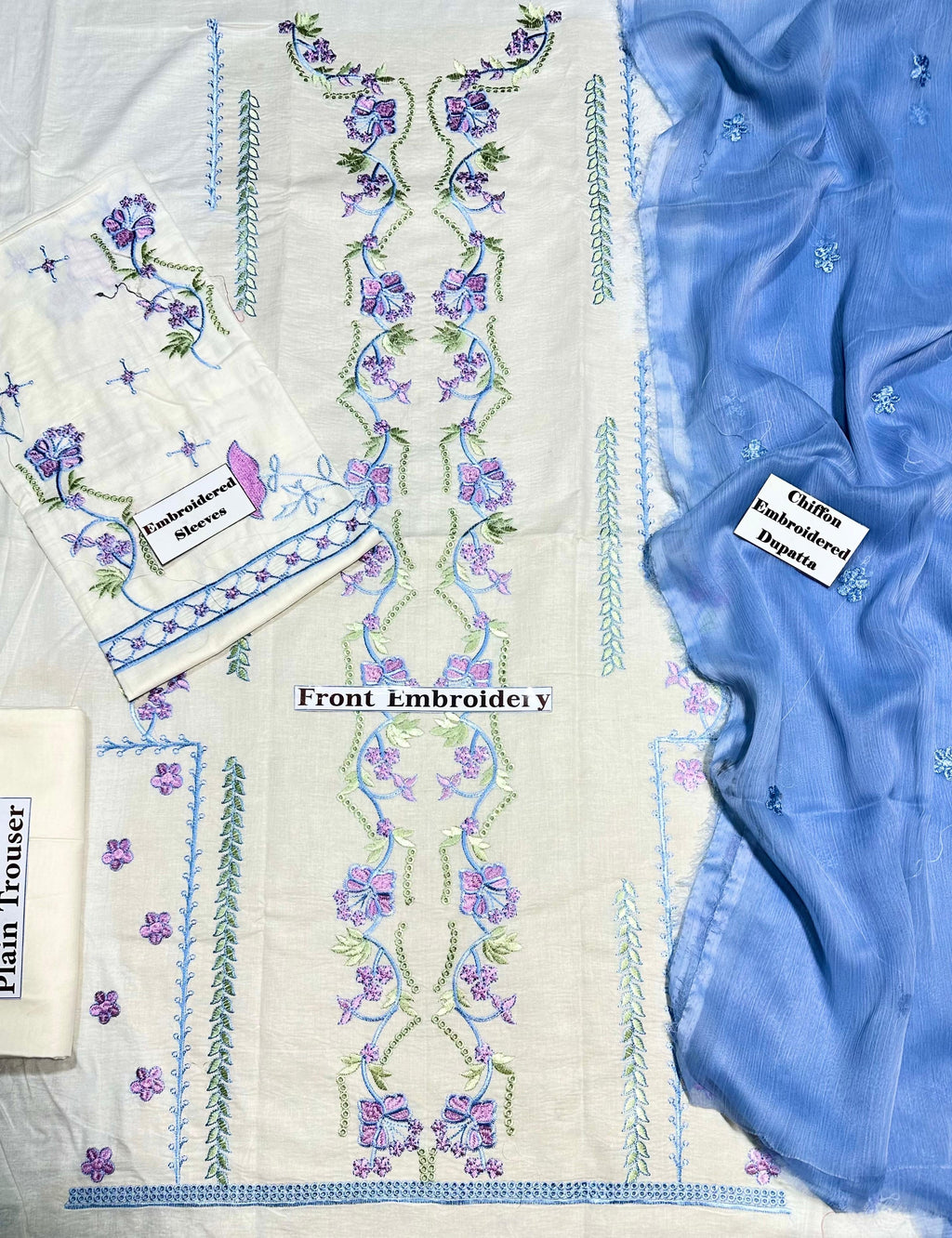 Heavy Embroidered Lawn 3pc