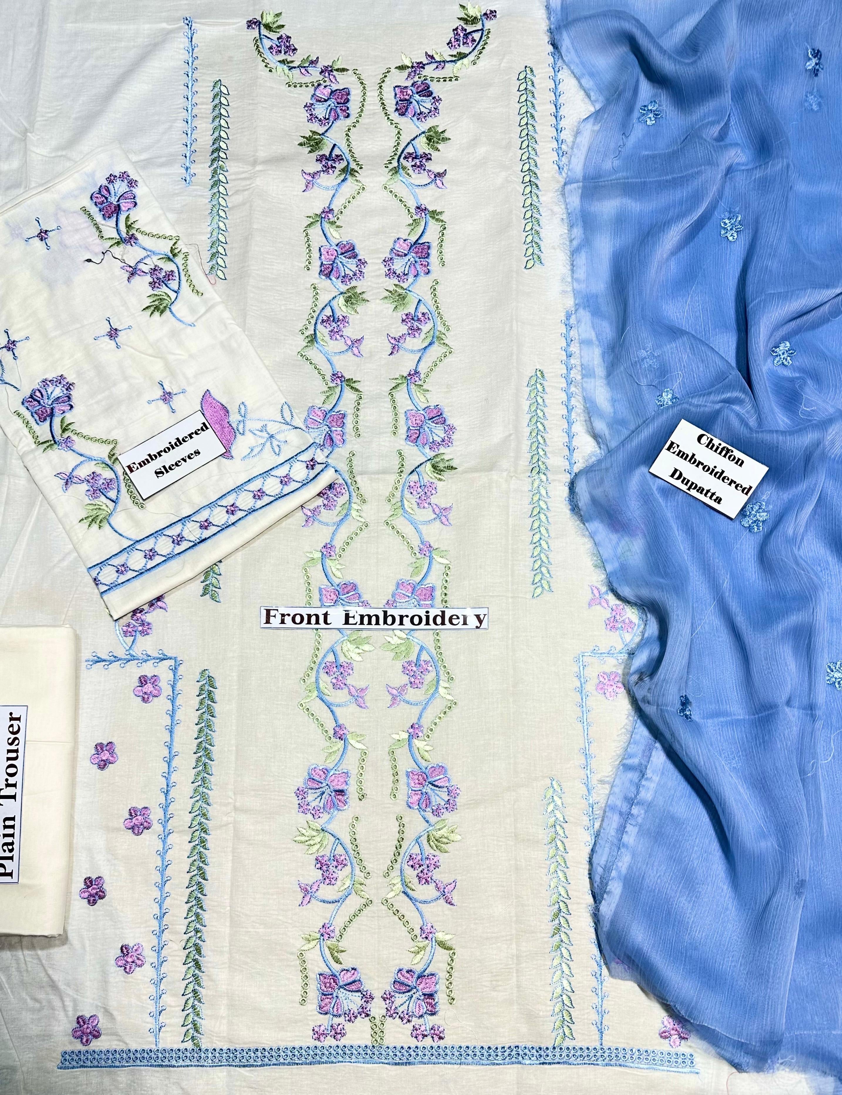 Heavy Embroidered Lawn 3pc