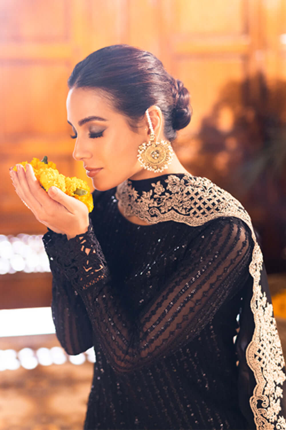 ONYX DOVE - AFROZEH LUXE 3PC UNSTICHED CHIFFON EMBROIDERED FORMAL DRESS (SL-1327)