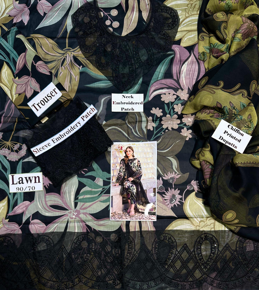 Baroque Print Embroidered Lawn 3pc SL-3050