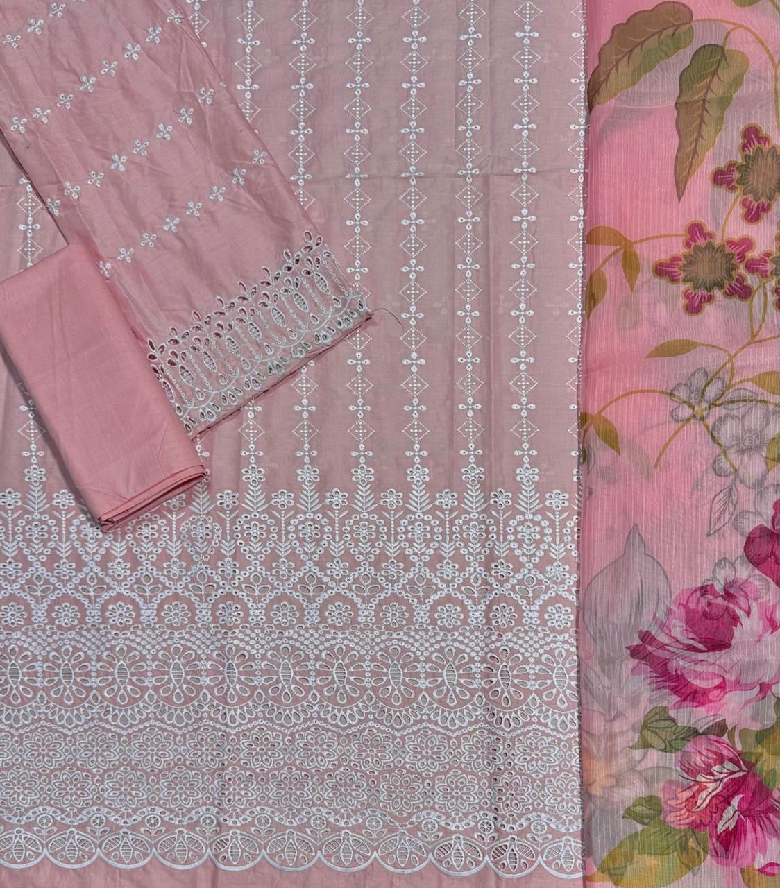 Heavy Embroidered Chikan Kari 3pc