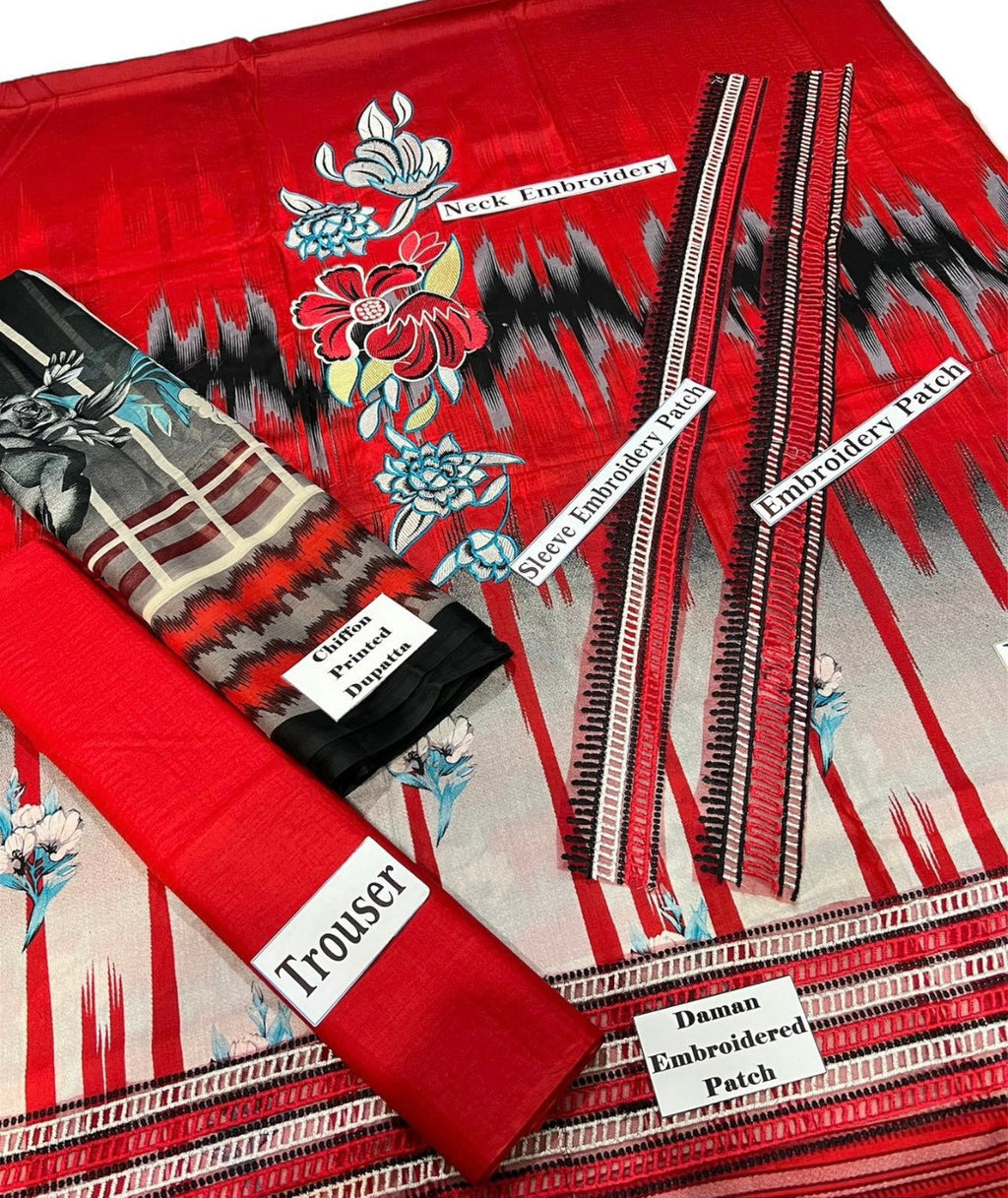 Premium Lawn Neck Embroidered