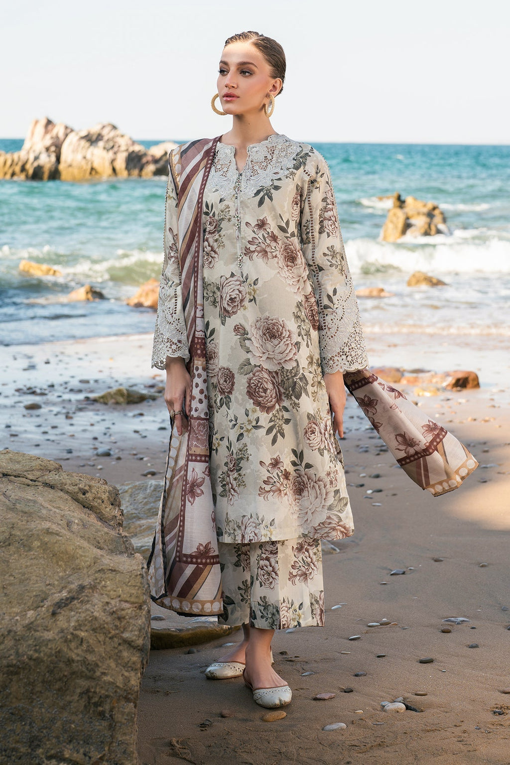 Baroque Print Embroidered Lawn 3pc SL-6320