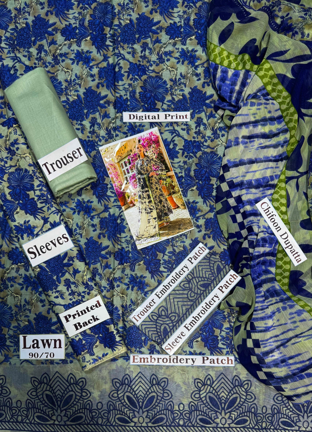 Elaf Premium Print Embroidered Patch 3pc SL-555