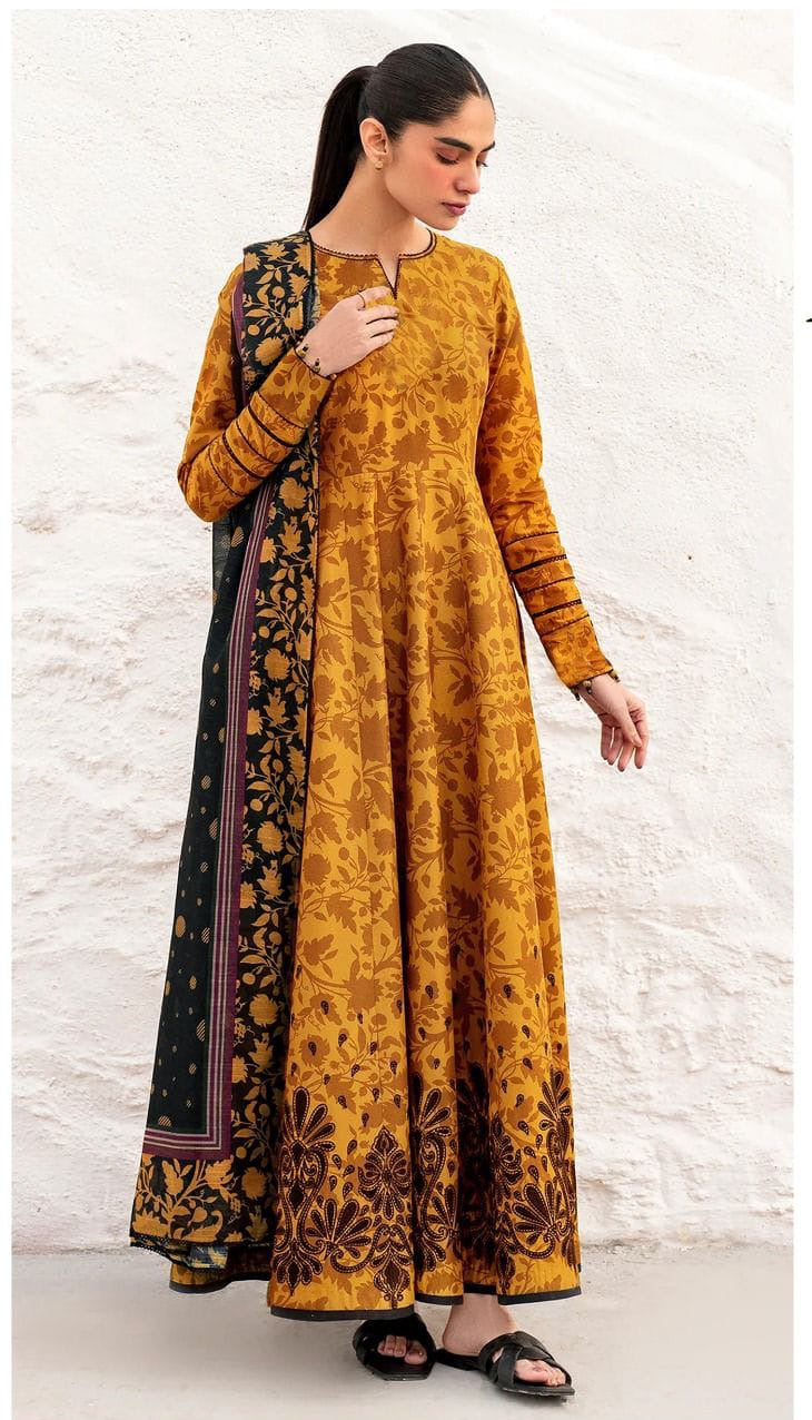 JAZMINE LUXE DAMAN BORING PRINTED-EMBROIDERED UNSTICHED LINEN 3PC (SL-6991)