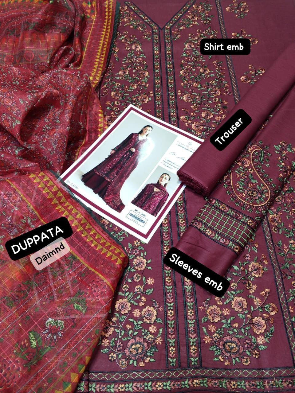 Heavy Embroidered Lawn 3pc