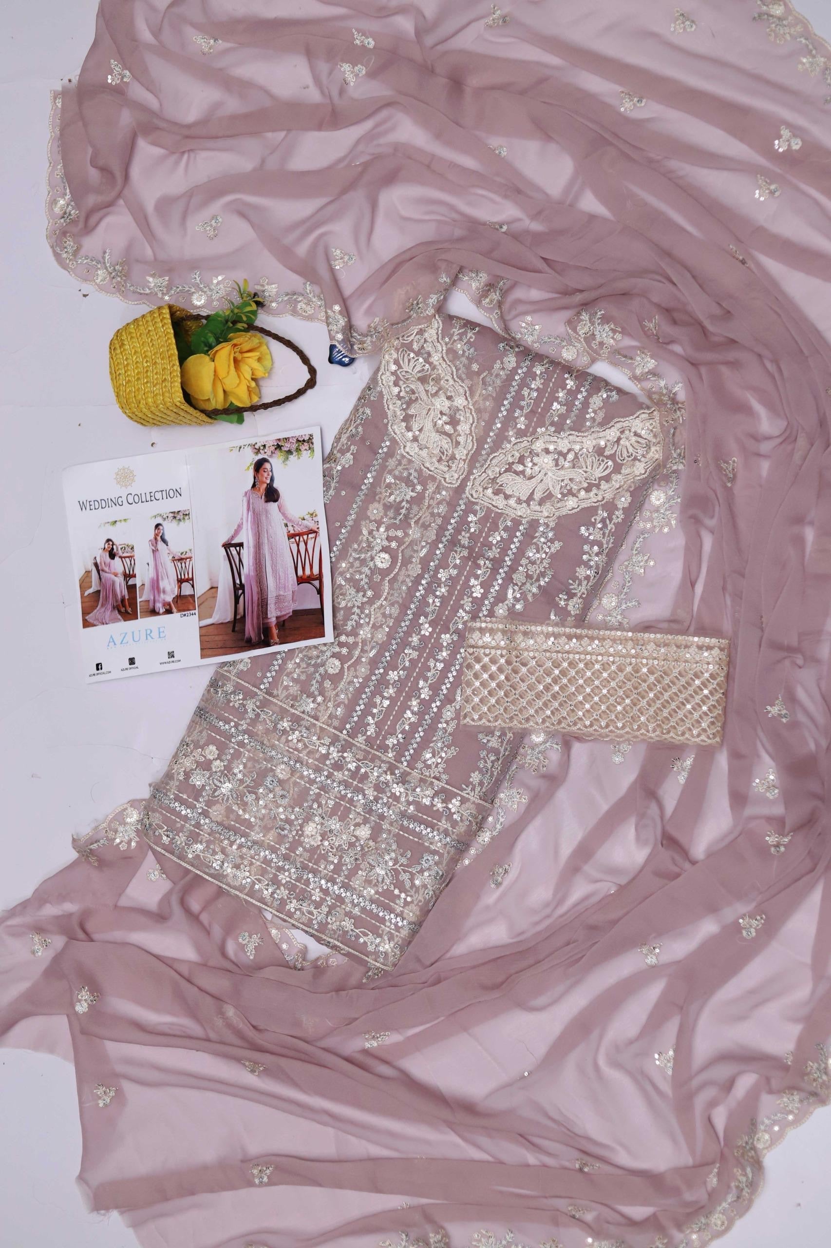 TWILIGHT LAVENDER-AZURE LUXE EMBROIDERED CHIFFON UNSTICHED 3PC (SL-8025)