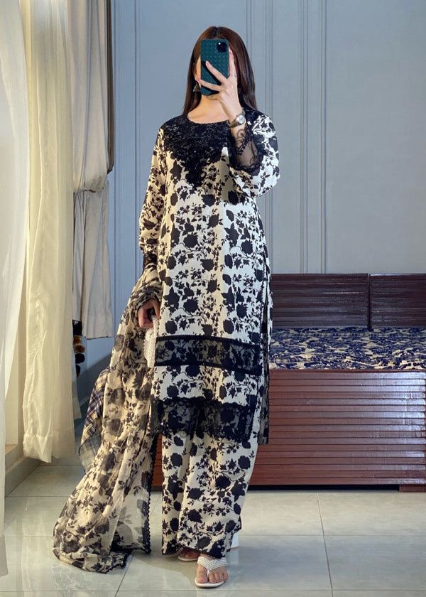 Laila- ANEELA’s COLLECTION  UNSTICHED PRINTED EMBROIDERED LINEN 3pc (AC-1755)