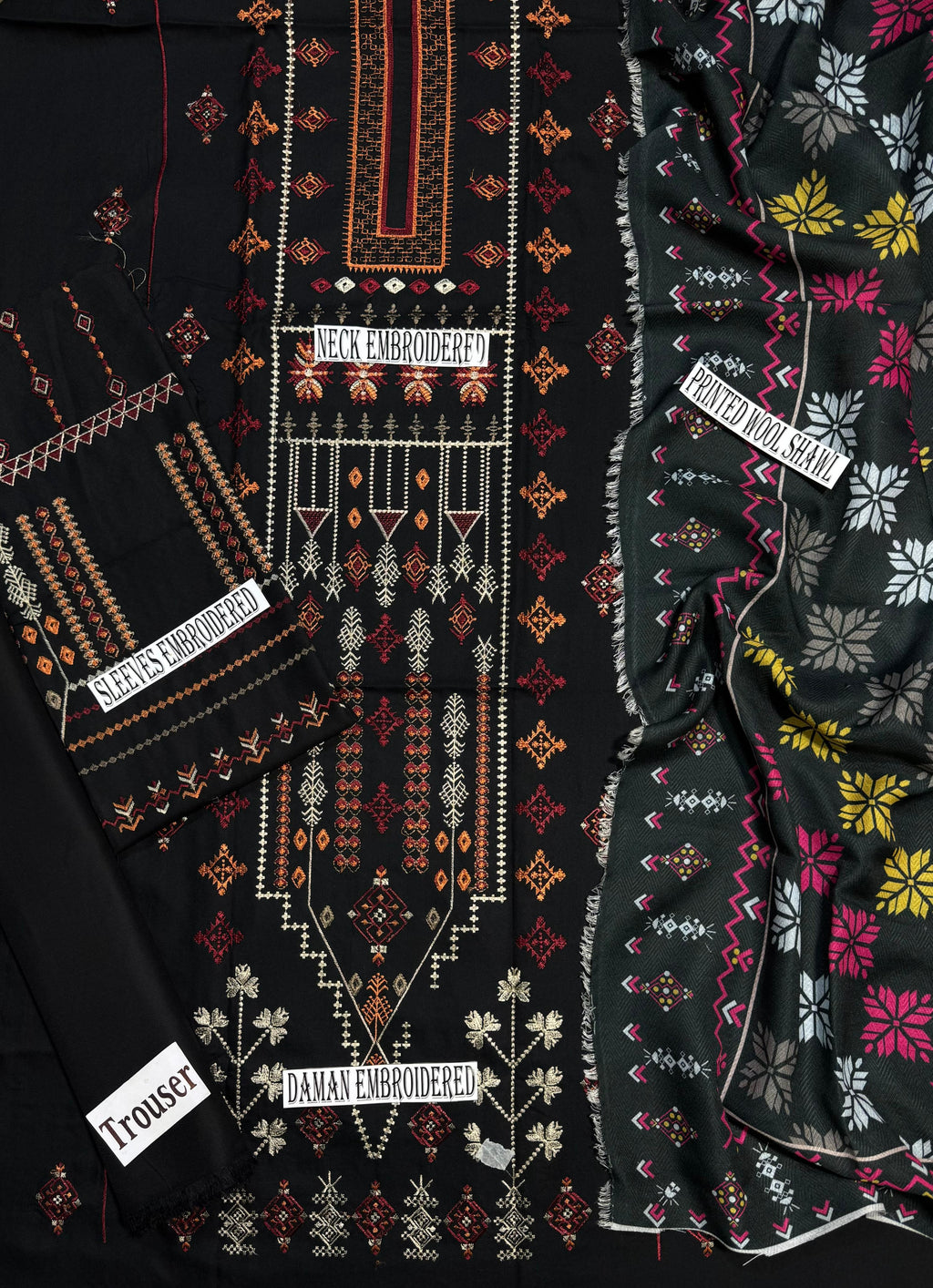 JASMIN LUXURY DHANAK EMBROIDERED 3pc