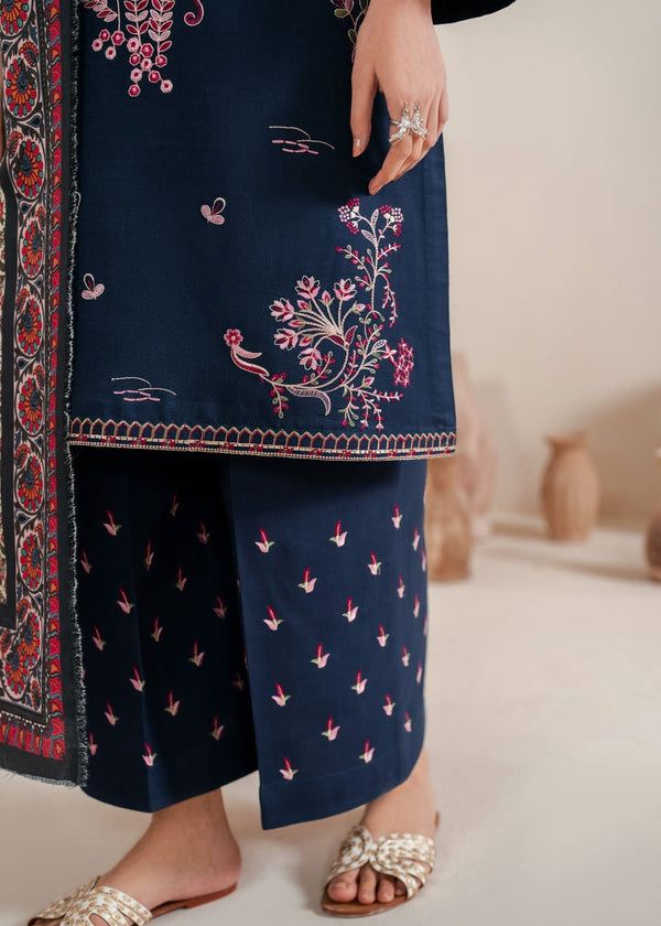 AMEEMA - GARNET EMBROIDERED DHANAK UNSTICHED 3PC (AC-343)