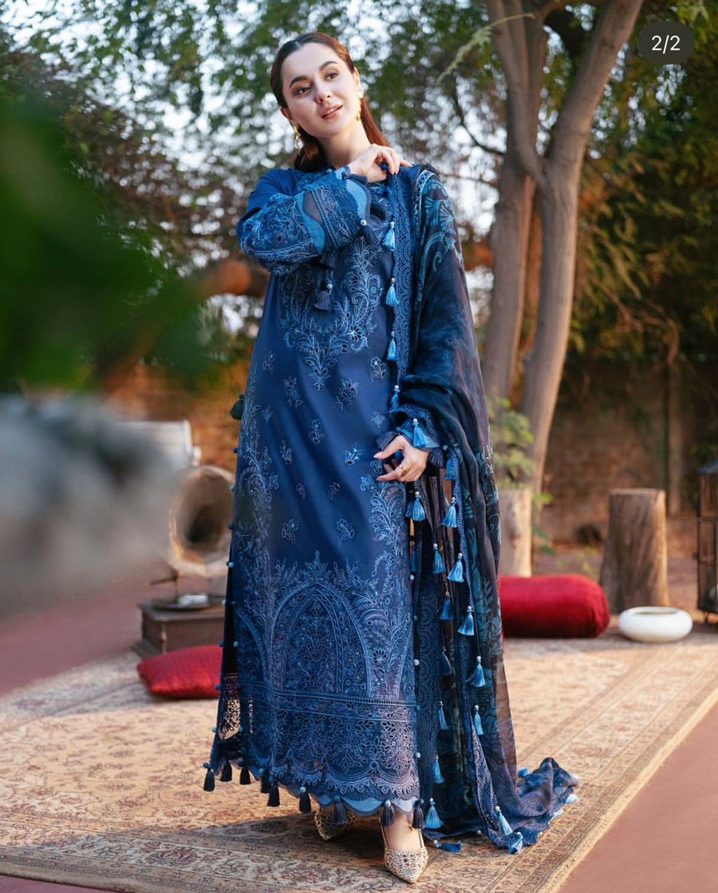 JADE OMBRE X HANIA HEAVY EMBROIDERED DHANAK UNSTICHED 3PC (AC-20696)