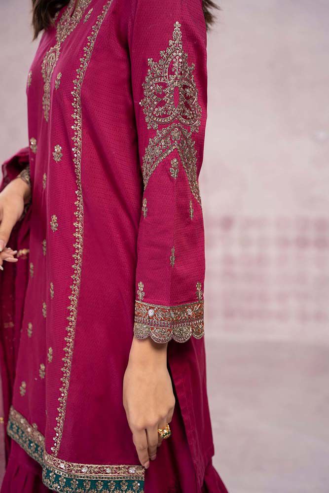 Luxe Maria B Dhanak Winter Collection Embroidered 3pc (pink)