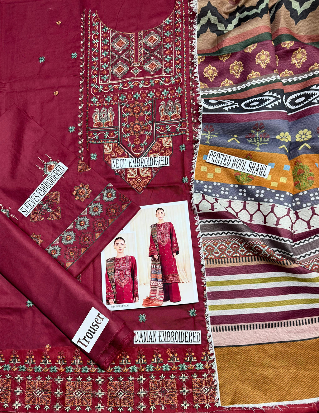 RAMSHA EMBROIDERED DHANAK 3PC WINTER COLLECTION 2k25