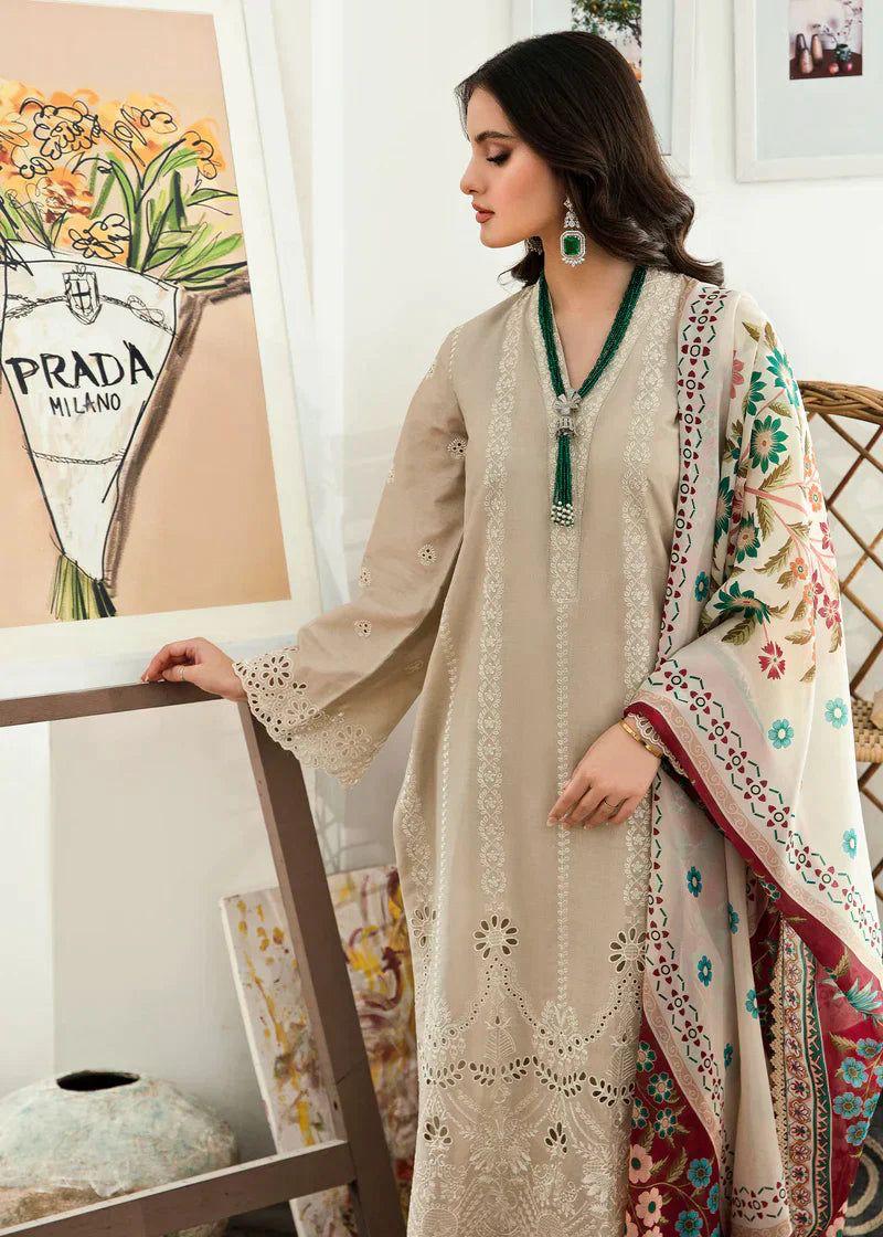 MARIA B EMBROIDERED DHANAK 3PC WITH DAMAN BORING