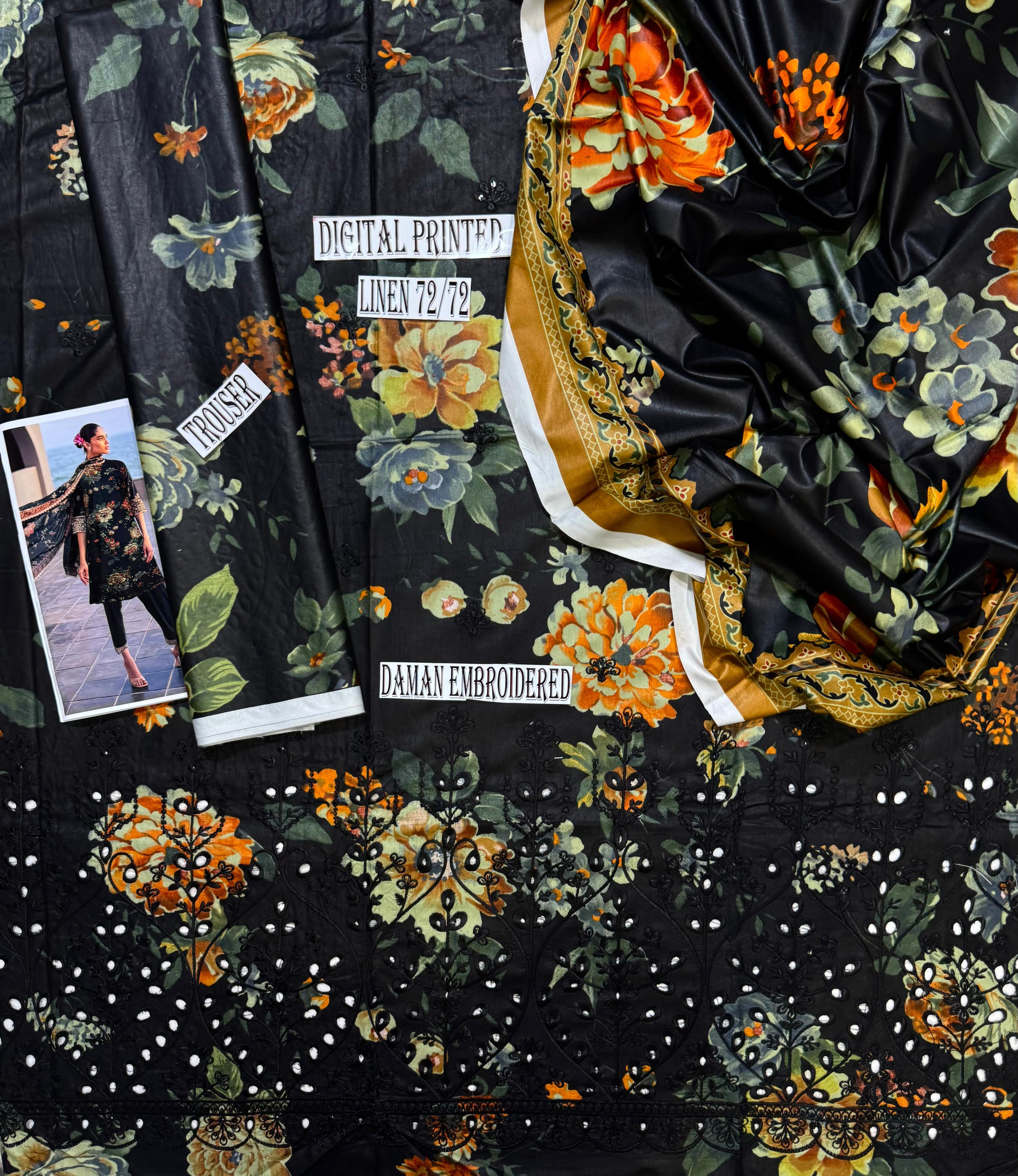 Zainab Chotani Daman LaserKari linen 3pc