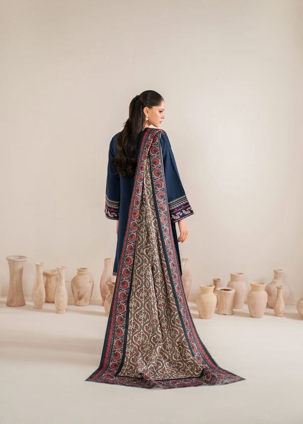 AMEEMA - GARNET EMBROIDERED DHANAK UNSTICHED 3PC (AC-343)
