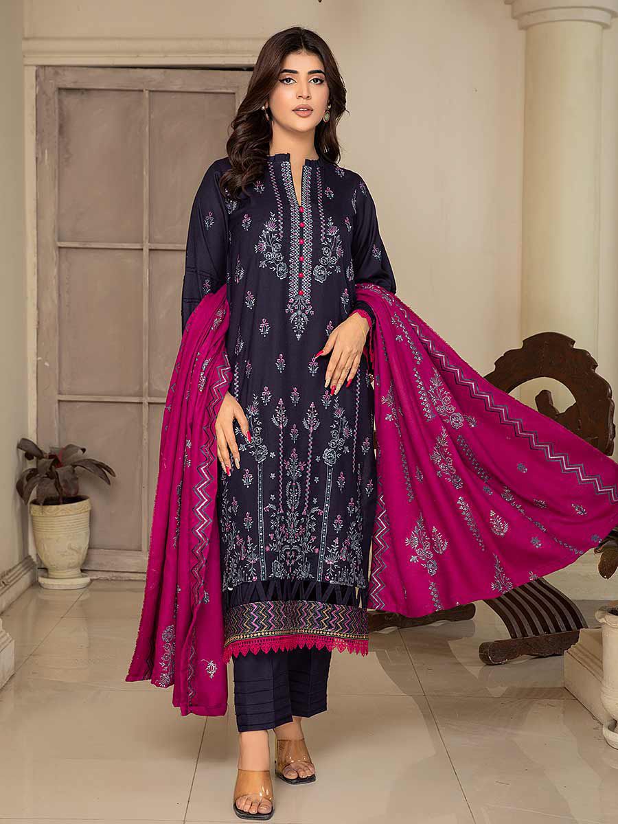 CHARISMA DHANAK EMBROIDERED 3PC WITH EMBROIDERED DHANAK SHAWL