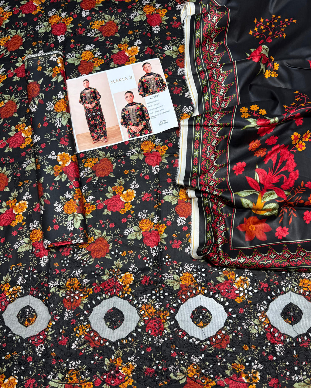 MariaB Daman LaserKari linen 3pc