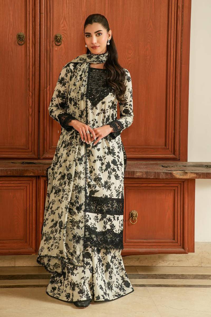 Laila- ANEELA’s COLLECTION  UNSTICHED PRINTED EMBROIDERED LINEN 3pc (AC-1755)