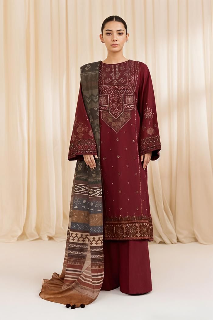 RAMSHA EMBROIDERED DHANAK 3PC WINTER COLLECTION 2k25