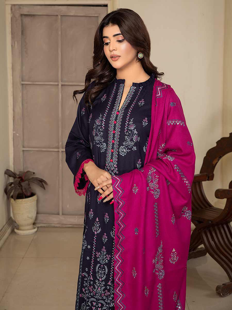 CHARISMA DHANAK EMBROIDERED 3PC WITH EMBROIDERED DHANAK SHAWL