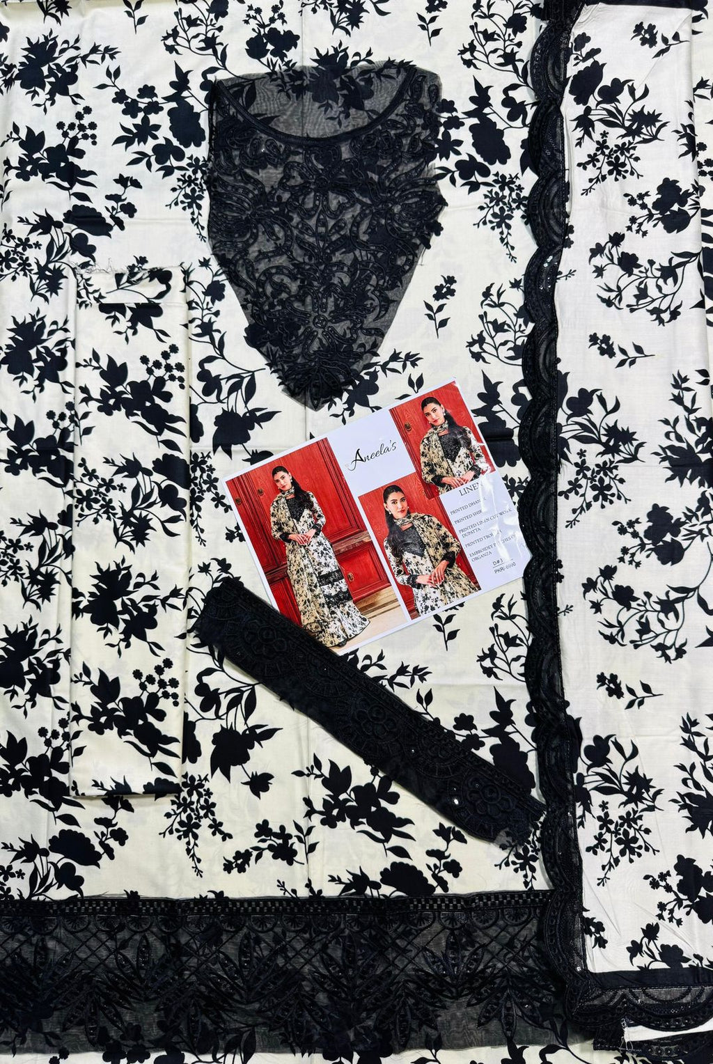 Laila- ANEELA’s COLLECTION  UNSTICHED PRINTED EMBROIDERED LINEN 3pc (AC-1755)